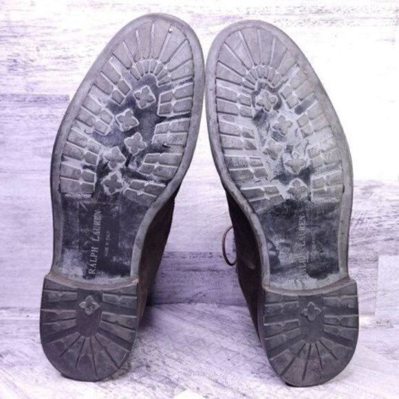 Ralph Lauren Italian Suede Lace Up Combat Boot Brown Men's sz 12 - Picture 8 of 8